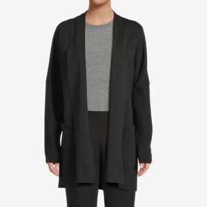 Pact Organic Cotton Airplane Cardigan Black Longline Pockets Lightweight-M/L